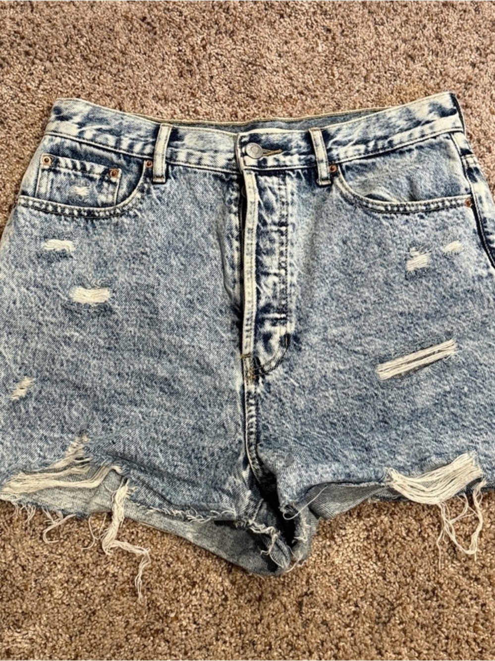 PacSun Light Blue Distressed Denim Shorts